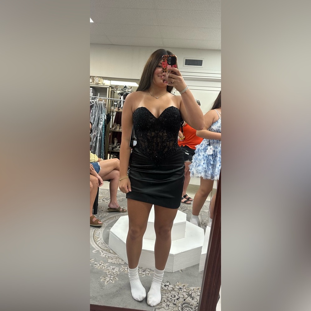 Primavera Couture Black Strapless Dress
